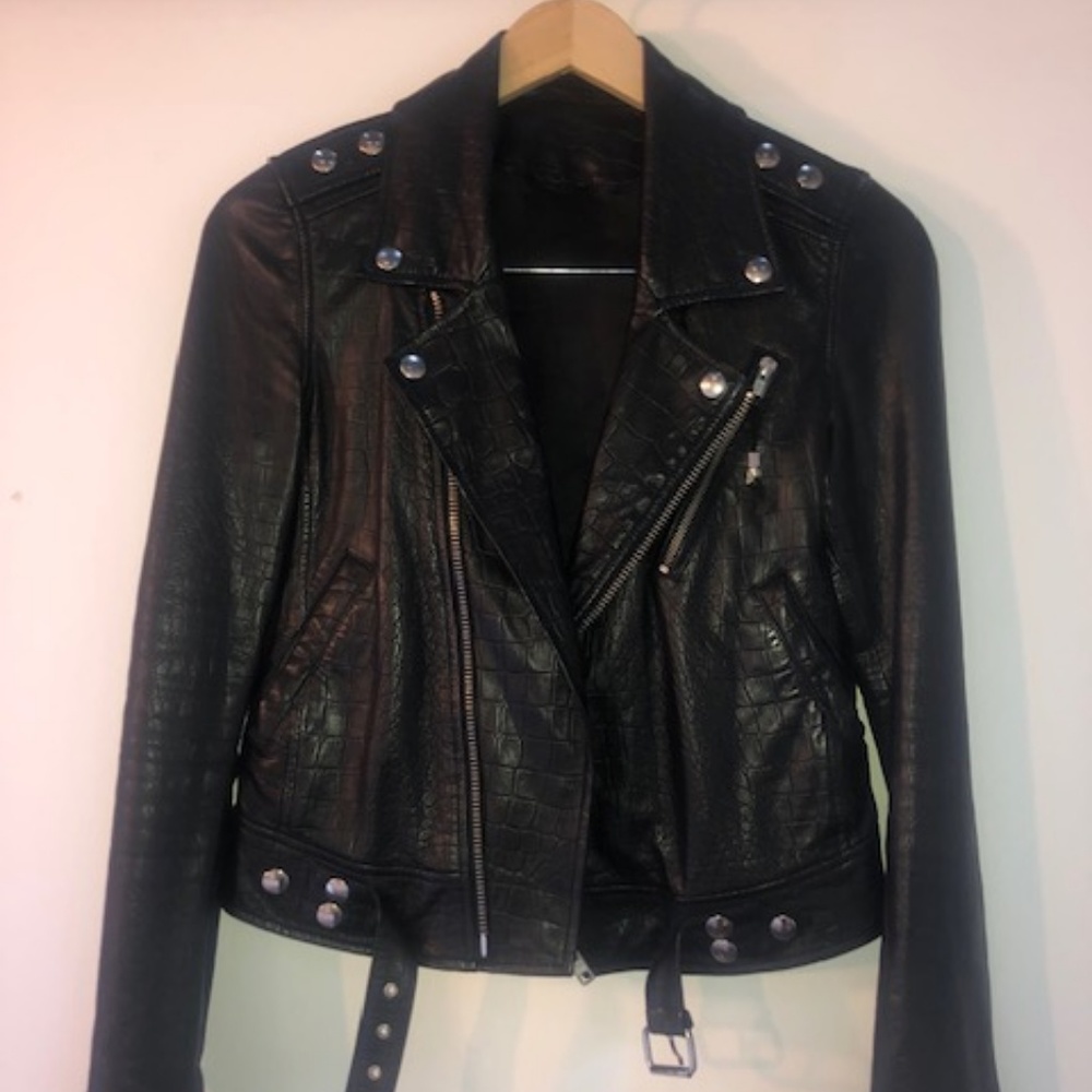Black leather Motorcycle Jacket - BLK DNM